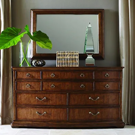 10 Drawer Dresser & Landscape Mirror Combo